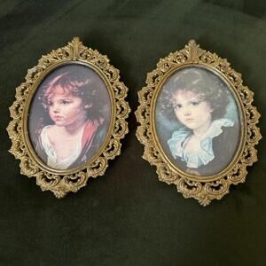 Vintage Ornate Baroque Filigree Frame Portraits Italy